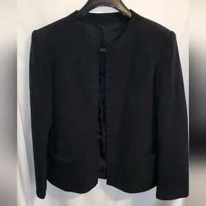 Black Faux Suede Open Front Blazer